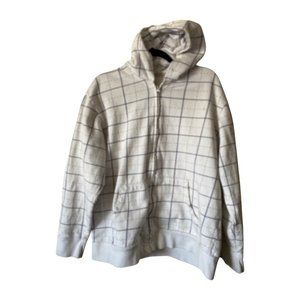 Springfield Mens Plaid Long Sleeve Full Zip Jacket Hoodie Sweashirt Cream XL